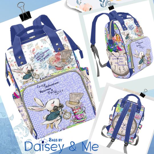 Discover Gift for Her  Alice in Wonderland Backpack  Alice in Wonderland  Bags and Gifts  Diaper Bag  Crossbody Bag  Travel Bag  Alice Bag