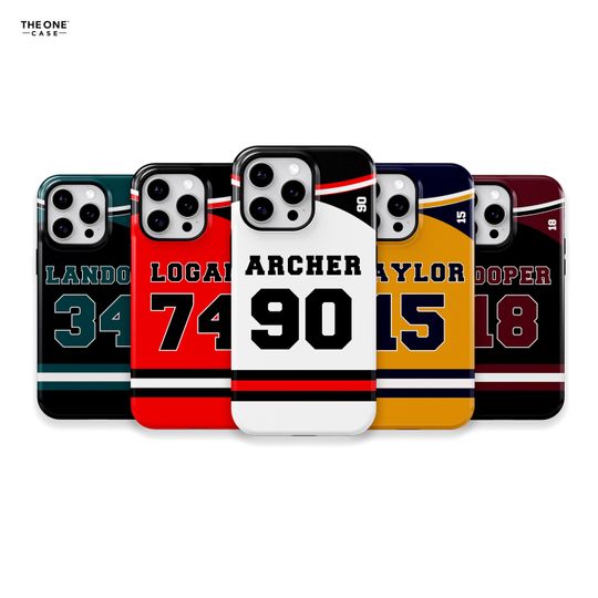 Custom Jersey Number Phone Case for iPhone 16 15 14 13 11 Pro Max, Samsung Galaxy S24 S23 Ultra, Google Pixel - Sports Fan Gift | SPM-JT01