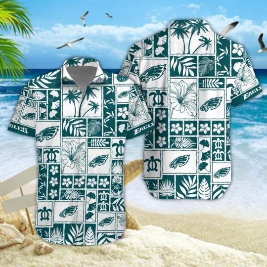 Discover Philadelphia Football Eagless Team Hawaiian Shirt Button Down Adult