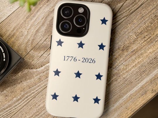 Discover Minimal Star Phone Case USA 1776-2026, Modern Patriotic America 250th Anniversary Cover, Glossy or Matte