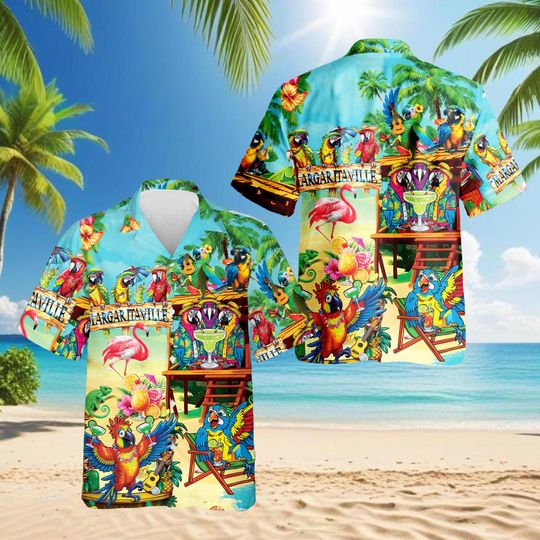 Discover Tropical Parrot Margarita Hawaiian Shirt, Colorful Beach Aloha Shirt for Men and Women