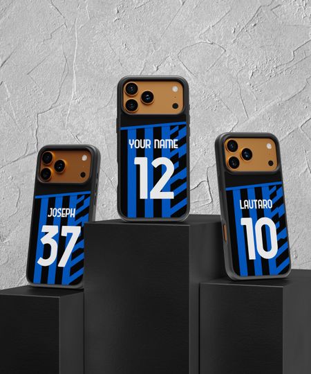 Discover Personalized Inter Milano phone case with you name and number for iPhone and Samsung / Custom gift for football fan