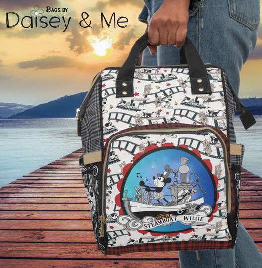 Discover Mickey Backpack  Steamboat Willie  Bag  Diaper Bag Backpack  Bags and Gifts  Mickey Gifts  Bags for Her and for Him
