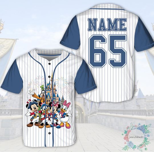 Discover Disney America 250 Years Baseball Jersey, Mickey Friends Patriotic Disney Shirt, Custom Name USA 250th Anniversary Disney Family Trip Jersey