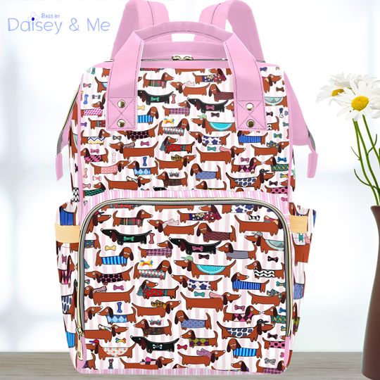 Discover Dachshund Backpack  Multi Functional Rucksack for Kids, Moms, Diapers, Laptops and Essentials  Dog Lover Storybook Bags and Accessories
