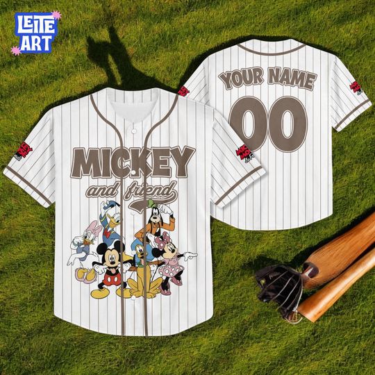 Discover Custom Mickey and Friends Baseball Jersey, Personalized Disney Cartoon Shirt, Magic Kingdom Outfit, Family Trip Tee, Cute Mickey Fan Gift