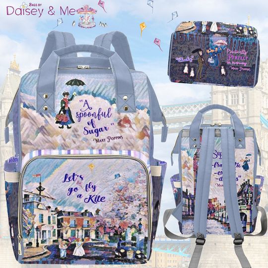Discover Mary Poppins  Backpack  Diaper Bag  Mary Poppins Bag  Bags and Gifts  Nanny Bag  Overnight Bag  Insulated Bag  Shower Gift for Mom