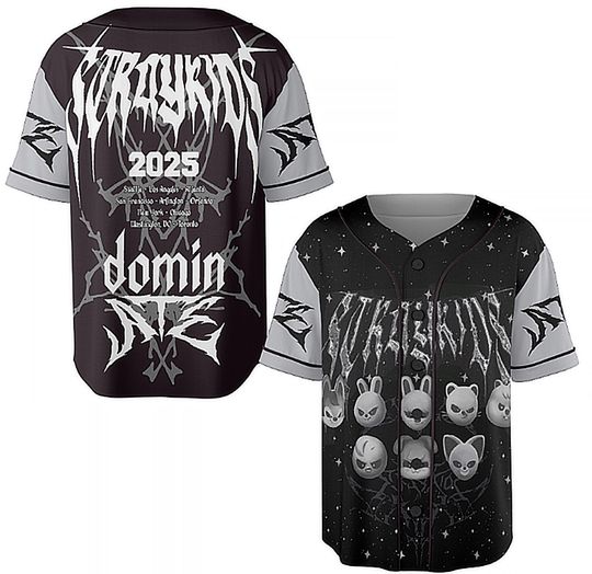 Discover Stray Kids Domin Ate 2025 World Tour Baseball Jersey, Skzoo Evil Baseball Jersey, SKZ Merch, Stray Kids Kpop Baseball Jersey, Domin Ate Tour