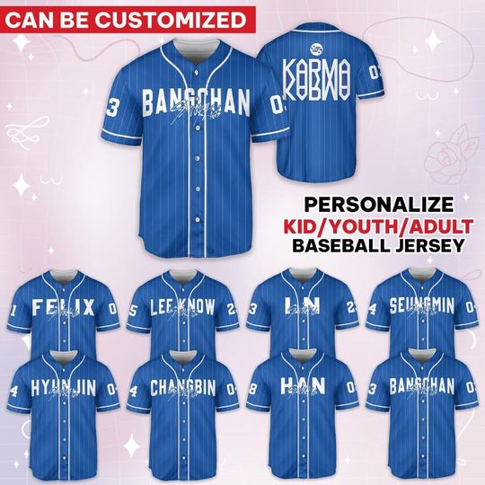 Discover Custom Skz Album KARMA Kpop Baseball Jersey, SKZOO Characters Jersey, SKZ Merch, Dominate World Tour 2025 Jersey, Gift for fan