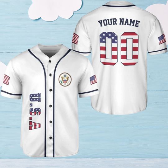 Discover Custom USA Baseball Jersey  Personalized Name & Number, Flag Patches