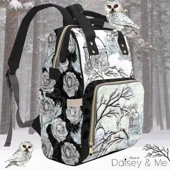 Discover Snowy Owl  Winter Forest  Baby Owl  Winter Wonderland  Backpack  Messenger  Satchel Tote  Commuter  Laptop Bag  Umbrella  Wallet