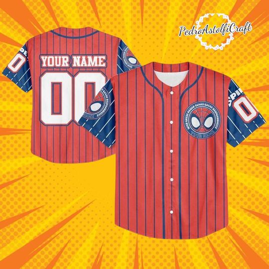 Discover Custom Spider Man Baseball Jersey, Personalized Marvel Baseball Shirt, Name Number Button Up Jersey, Superhero Sports Shirt Gift