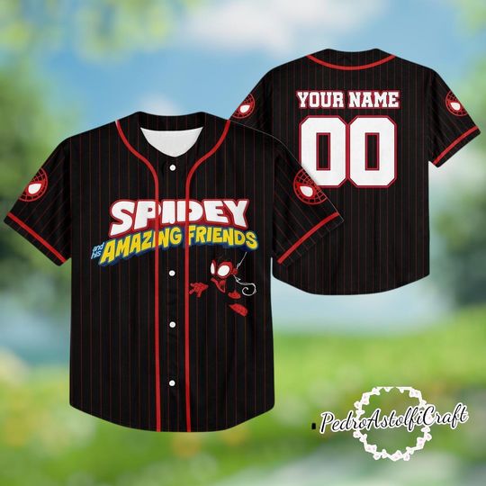 Discover Spidey And His Amazing Friends Baseball Jersey, Custom Name Number Kids Marvel Jersey