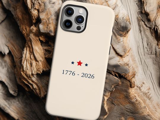 Discover Minimal Star Trio Phone Case, America 1776-2026, Red and Navy Patriotic Case, USA 250 Anniversary, Glossy or Matte