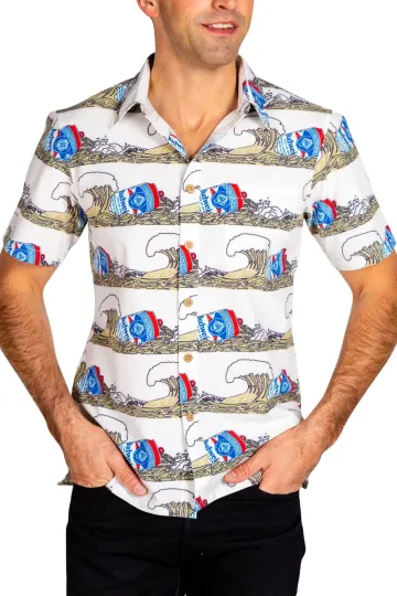 Shinesty Men's Budweiser Hawaiian Shirt The Shaka Brew
