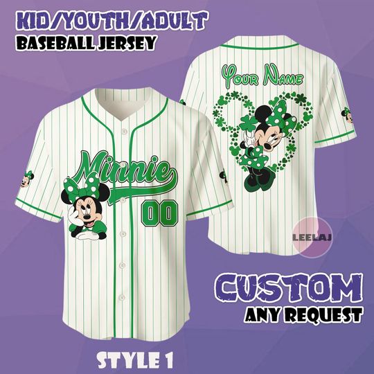 Discover Custom Minnie Mouse St Patrick's Day Baseball Jersey