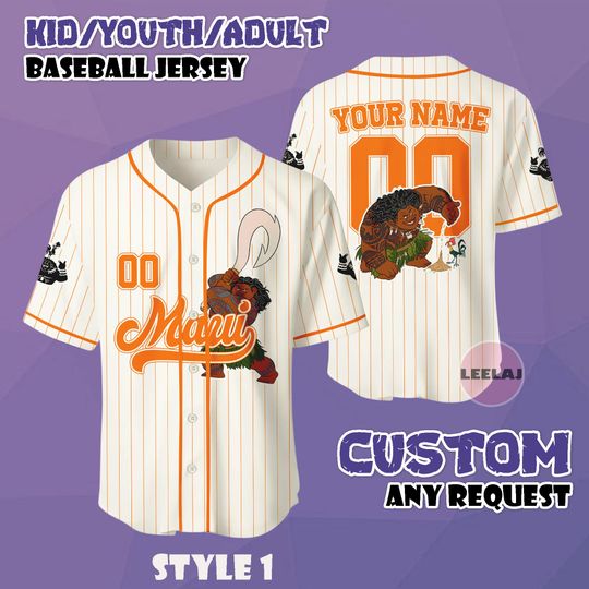 Discover Custom Disney Moana Maui Demi God Simple Stripe Baseball Jersey, Moana Movie Shirt