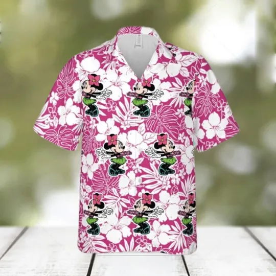Discover Minnie Mouse Floral Pattern Hawaiian Shirt