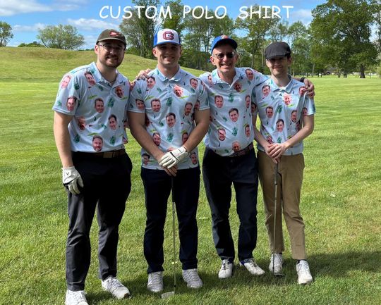 Discover Custom Face Polo Shirt for Golfer, Personalized Short Sleeve Golf Shirt for Husband or Mom