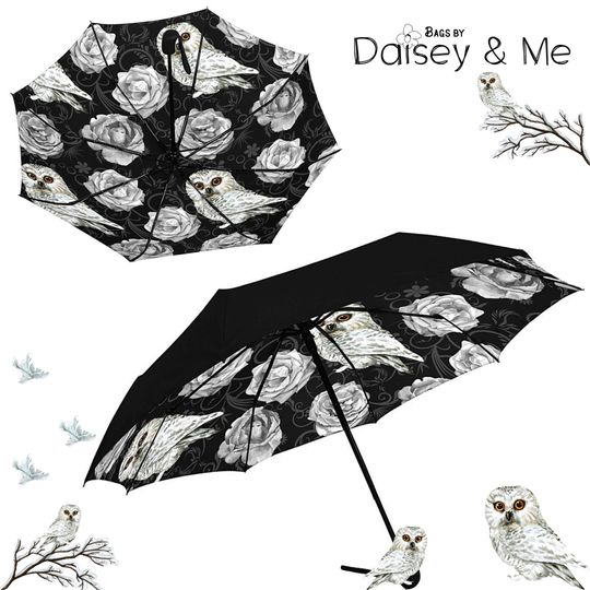 Discover Snowy Owl Umbrella, Winter Forest Baby Owl Umbrella