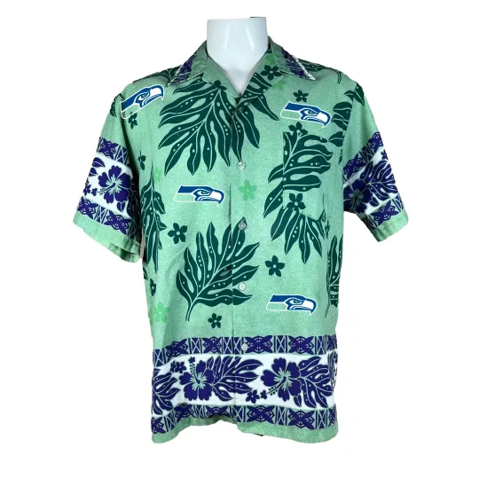 Discover Seattle Seahawks 50th Anniversary Hawaiian Shirt with Tiki Mask Design