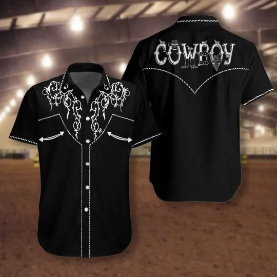 Discover Cowboy Rodeo Texture Hawaiian Shirt, Casual Shirt For Men