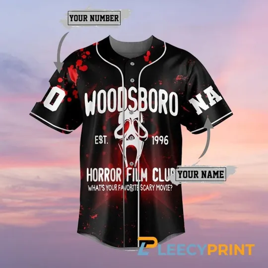 Discover Personalized Woodsboro Baseball Jersey Shirt, Scream Horror Movie Jersey NVA