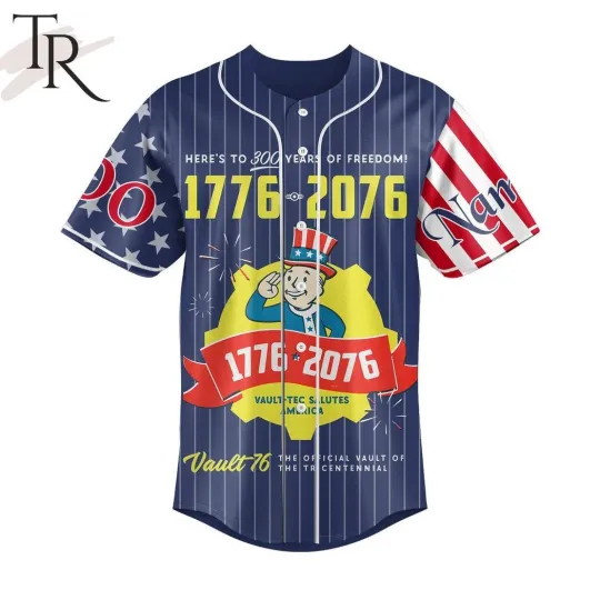 Discover Here's To 300 Years Of Freedom 1776-2076 Vault-Tec Custom Baseball Jersey