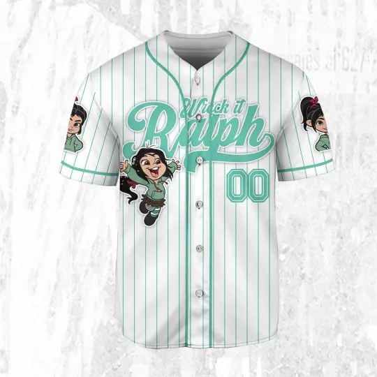 Discover Custom Disney Wreck it Ralph Vanellope Simple Stripe Jersey, Disney Baseball Jersey