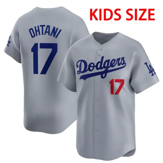 Discover ShoOhei OhtaAni Number #17 Grey Baseball Jersey 3D AOP for Kids Youth