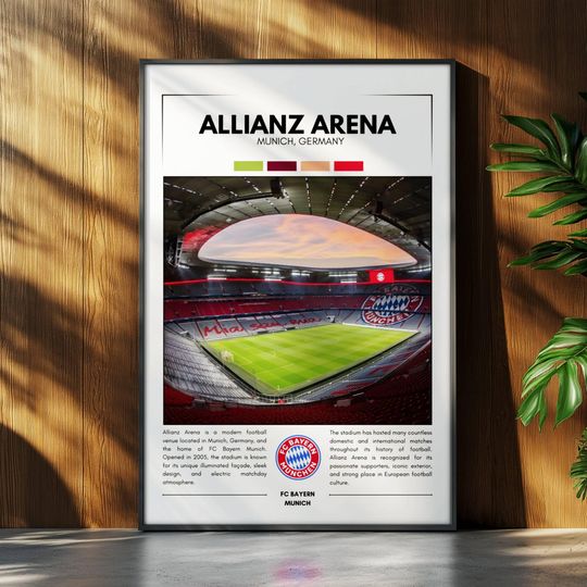 Discover Allianz Arena Poster | FC Bayern Munich Poster | Soccer Stadium Poster | Sport Poster | Field Wall Art | Soccer Fan Gift