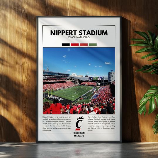 Discover Nippert Stadium Stadium Poster | Cincinnati Bearcats Poster Print | football Stadium Poster | Sports Poster | Field Wall Art | Football Fan Gift