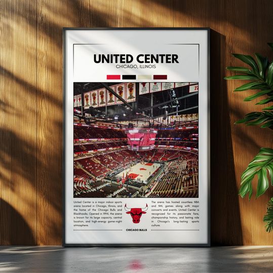 Discover United Center Stadium Poster | Chicago Bulls  Poster Print | NBA Stadium Poster | Sports Poster | Field Wall Art | Basketball Fan Gift