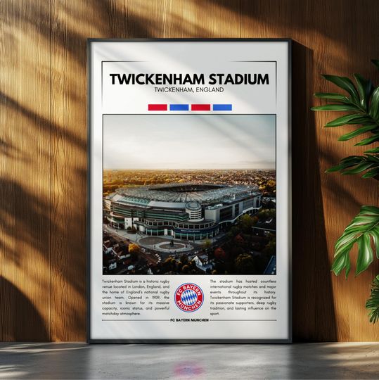 Discover Twickenham Stadium Poster | FC Bayern Mnchen Poster Print | Soccer Stadium Poster | Sport Poster | Field Wall Art | Soccer Fan Gift