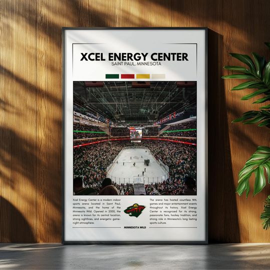 Discover Xcel Energy Center Poster | Minnesota Wilds Poster Print | NHL Stadium Poster | Sports Poster | Field Wall Art | Hockey Fan Gift Print