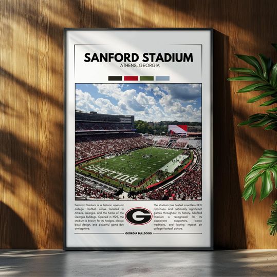 Discover Sanford Stadium Poster | GA bulldogs Poster Print | football Stadium Poster | Sports Poster | Field Wall Art | Football Gift