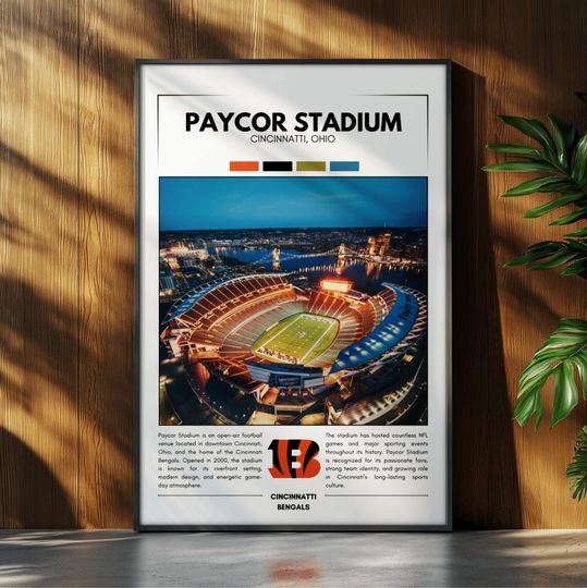 Discover Paycor Stadium Poster | Cincinnati Bengals Poster Print | football Stadium Poster | Sports Poster | Field Wall Art | Football Fan Gift