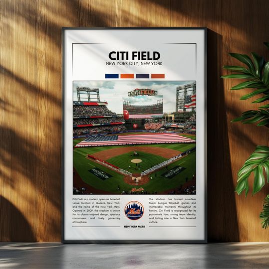 Discover Citi Field Stadium Poster | New York Mits Poster Print | MLB Stadium Poster | Sports Poster | Field Wall Art | Baseball Fan Gift Print