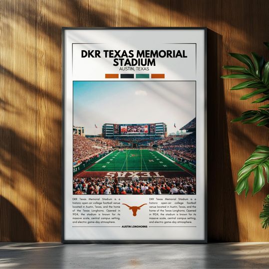Discover DKR Texas Memorial Stadium Poster | Austin Longhorns Poster Print | football Stadium Poster | Sports Poster | Field Wall Art | Football Gift