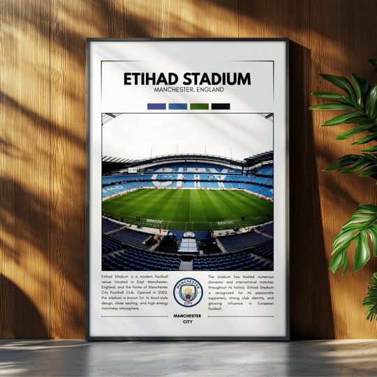 Discover Etihad Stadium Poster | Manchester City Poster Print | Soccer Stadium Poster | Sport Poster | Field Wall Art | Soccer Fan Gift Print
