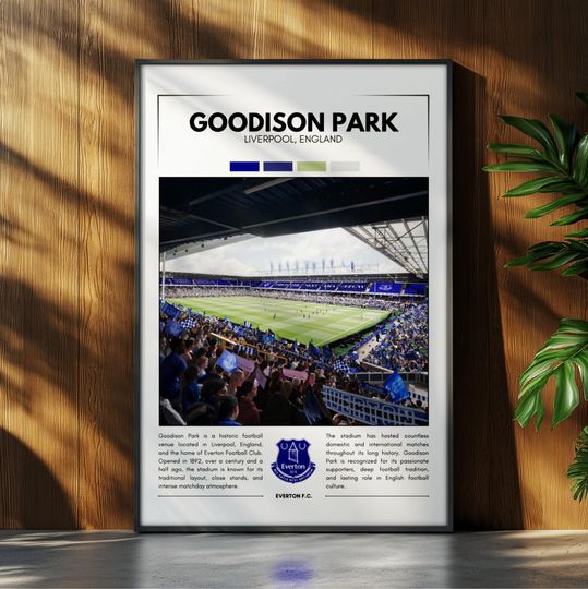 Discover Goodison Park Stadium Poster | Everton F.C. Poster | Soccer Stadium Poster | Sport Poster | Field Wall Art | Soccer Fan Gift