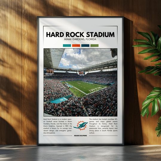 Discover Hard Rock Stadium Poster | Miami Dolphins Poster | football Stadium Poster | Sports Poster | Field Wall Art | Football Gift