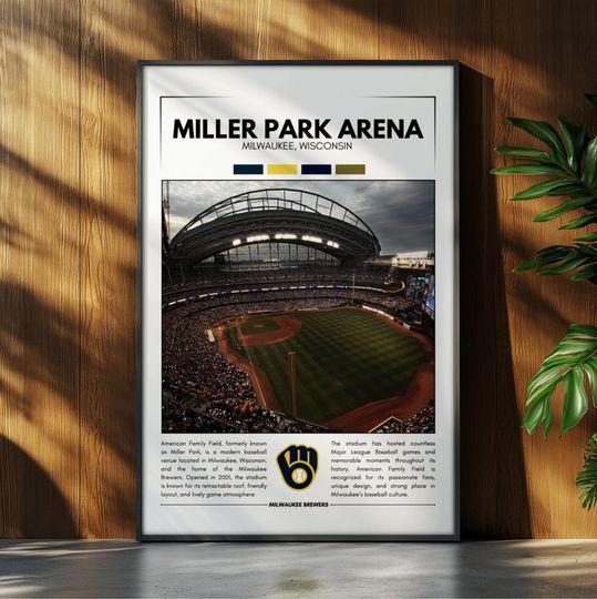 Discover Miller Park Arena Stadium Poster | Milwaukee Brewers Poster | Stadium Poster | Sports Poster | Field Wall Art | Baseball Gift