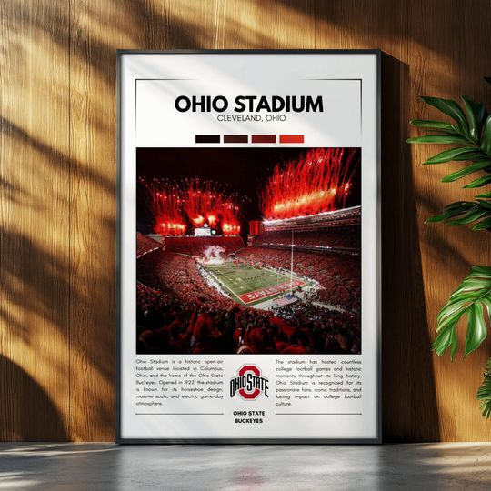 Discover Ohio Stadium Poster | Ohio State Buckeyes Poster | football Stadium Poster | Sports Poster | Field Wall Art | Football Fan Gift Print