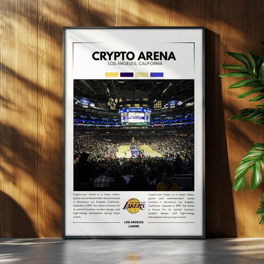 Discover Crypto Arena Poster | Los Angeles Lakers Poster | NBA Stadium Poster | Sports Poster | Field Wall Art | Basketball Fan Gift Print