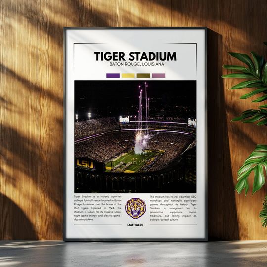 Discover Tiger Stadium Poster | LSU Tigers Football Poster | football Stadium Poster | Sports Poster | Field Wall Art | Football Fan Gift Print