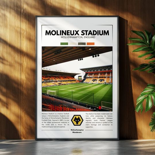 Discover Molineux Stadium Poster | Wolverhampton Wanderers Poster | Soccer Stadium Poster | Sport Poster | Field Wall Art | Soccer Fan Gift