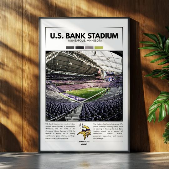 U.S Bank Stadium Poster | Minnesota Vikings Poster | football Stadium Poster | Sports Poster | Field Wall Art | Football Fan Gift Print