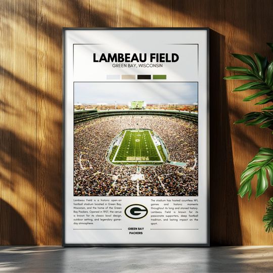 Lambeau Field Poster | Green Bay Packers Poster | football Stadium Poster | Sports Poster | Field Wall Art | Football Fan Gift Print
