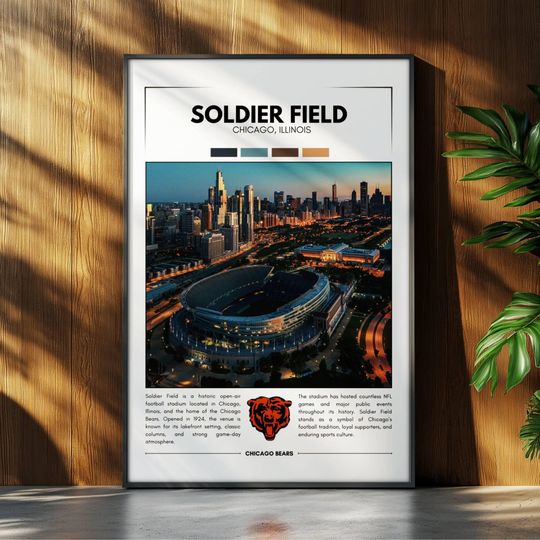 Soldier Field Poster | Chicago Bears Poster | football Stadium Poster | Sports Poster | Field Wall Art | Football Fan Gift Print